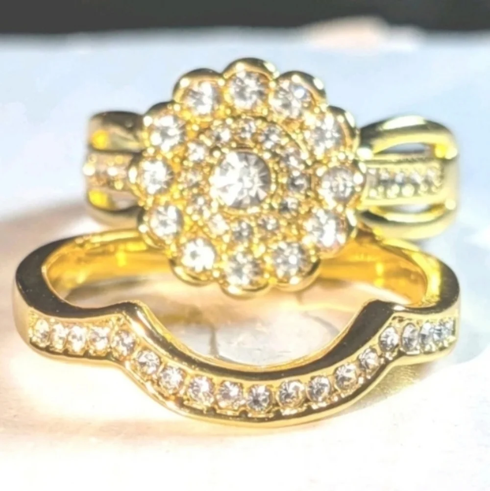 Womens 5ct Round Cut Lab Created Diamond Flower Shaped Wedding Ring Set Sz9
